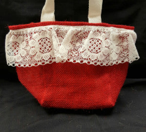 QT014 Red Burlap with 3" Lace - Red Liner - Trinkets & Things Handmade with Aloha