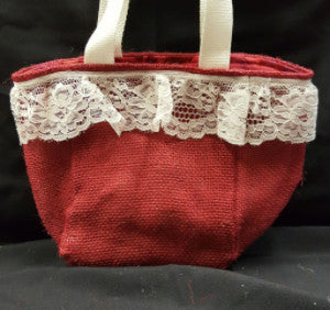 QT013 Red Burlap with 2" Lace - Red Tye Dye liner - Trinkets & Things Handmade with Aloha
