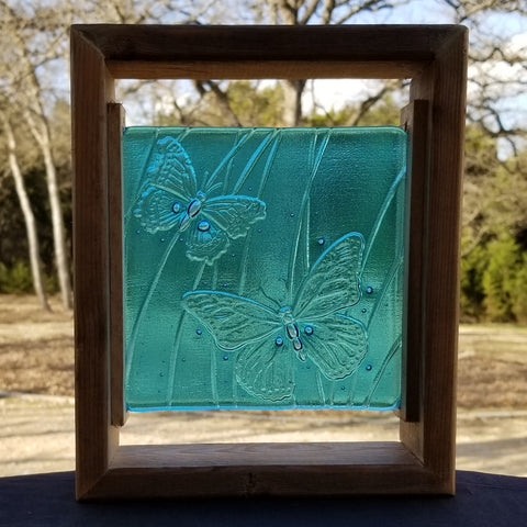 M101 Fused Glass Slabs Buterflies in Frame - Trinkets & Things Handmade with Aloha