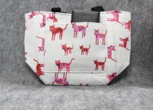 QT030 Pink Kitty Small Tote with Pocket - Trinkets & Things Handmade with Aloha